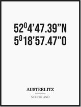 Poster/kaart AUSTERLITZ met coördinaten