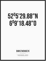 Poster/kaart BRUMMEN met coördinaten