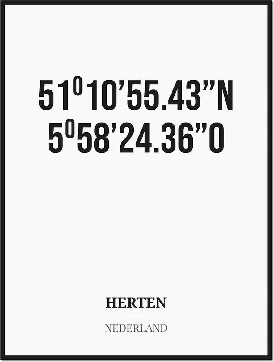 Poster/kaart HERTEN met coördinaten