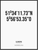 Poster/kaart LOON met coördinaten