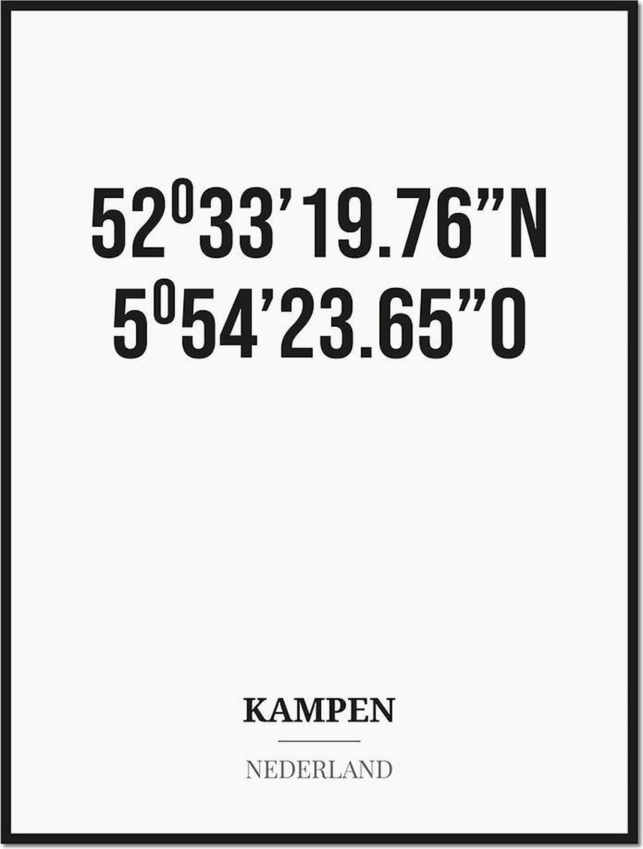 Poster/kaart KAMPEN met coördinaten