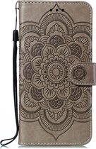 Samsung Galaxy M21 Hoesje - Bloemen Book Case - Grijs
