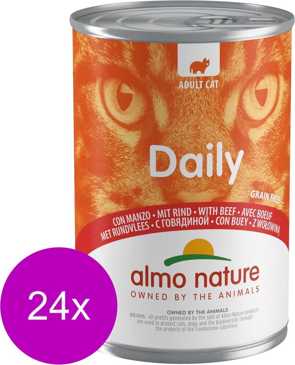 Almo Nature Blik Adult Cat Daily Menu 400 g - Kattenvoer - 24 x Rund