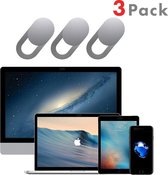 Schar Reaux Office® - Universele Webcam Covers - Geschikt voor Laptop/ Tablet/ Telefoon / Macbook/ Chromebook/ Ipad/ Iphone - Webcam Schuifjes - Ultra Dun - Zilver – 3 PACK