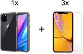 iphone 11 pro max hoesje shock proof case transparant - hoesje iphone 11 pro max - iPhone 11 pro max case hoesje hoesjes cover hoes - 3x iphone 11 pro max screen protector