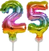 Regenboog taart decoratie ballonnen cijfers 25.