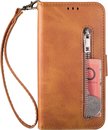 Portemonnee bruin wallet book-case rits hoesje Telefoonhoesje geschikt voor Samsung Galaxy A41