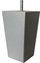Set van 4 stuks Beuken Boxspring Bedden Meubelpoten Aluminium Taps toelopend, Hout, Hoogte 12cm 7cm naar 5cm (M8 )