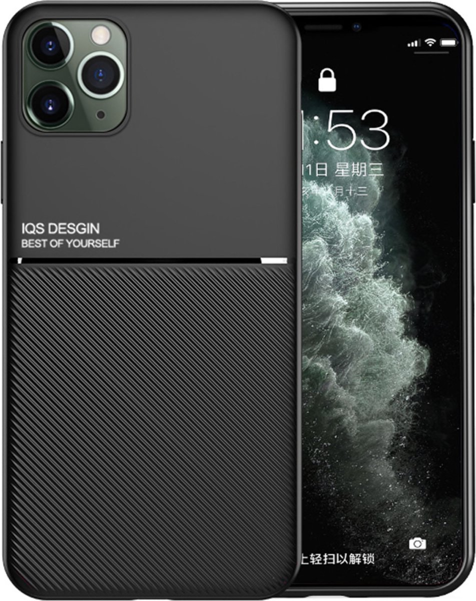 Geschikt voor Apple iPhone 11 Pro Magnetische Backcover - Zwart - Soft TPU - voor Autohouder