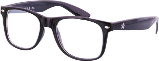 Nerd Bril Sterkte - Nerdbril Zwart - Bril Heldere Doorzichtige Glazen - Bril... | bol.com