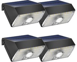 RexTech Solar wandlamp buiten 'Beam' - Voordeelset van 4 stuks - Helder wit licht - Tuinverlichting met bewegingsmelder - Buitenlamp op zonne-energie - Zwart