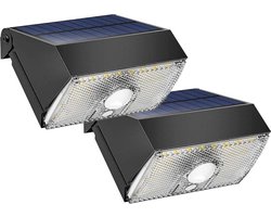 RexTech Solar wandlamp buiten 'Beam' - Voordeelset van 2 stuks - Helder wit licht - Tuinverlichting met bewegingsmelder - Buitenlamp op zonne-energie - Zwart