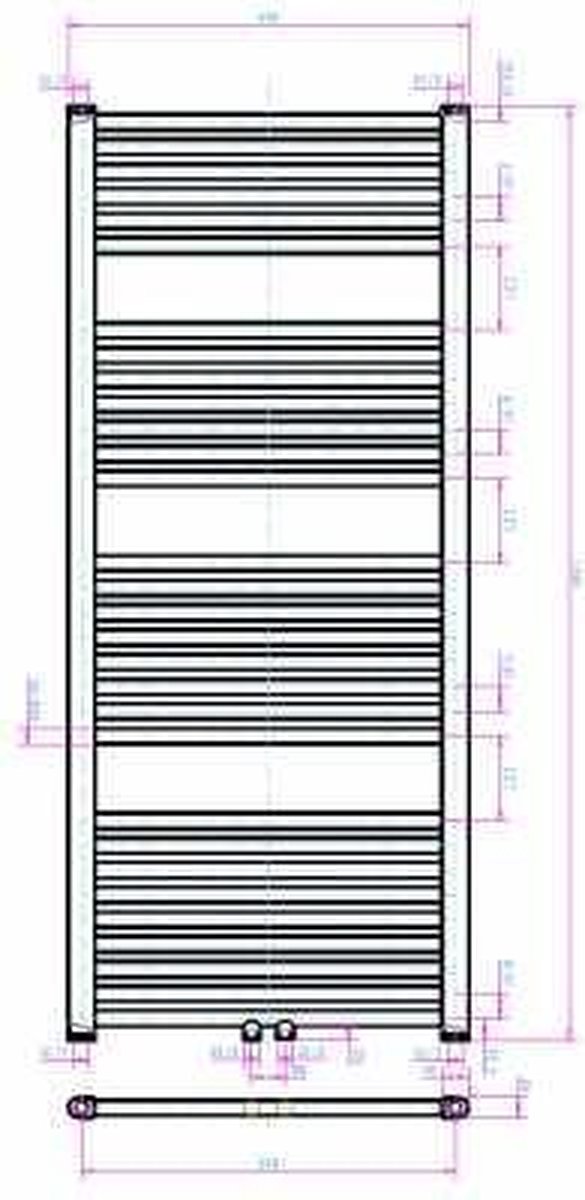 Sub 034 radiator recht met middenaansluiting 600x1400 mm n31 832 W, wit