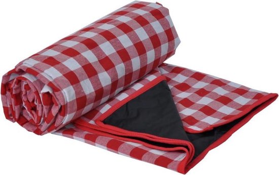 Picknickkleed Rood Wit Geblokt - extra groot formaat - waterbestendige onderkant - Les Jardins de la Comtesse