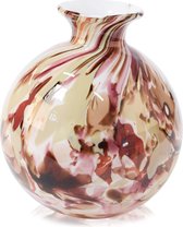 Design Bolvase with neck - Fidrio EARTH - Bloemenvaas glas, mondgeblazen - diameter 23 cm