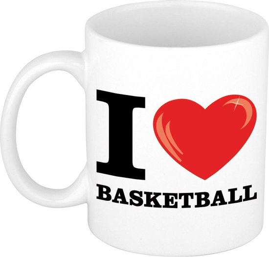 I Love Basketball blanc avec tasse de café coeur rouge / tasse 300 ml -  céramique -... | bol