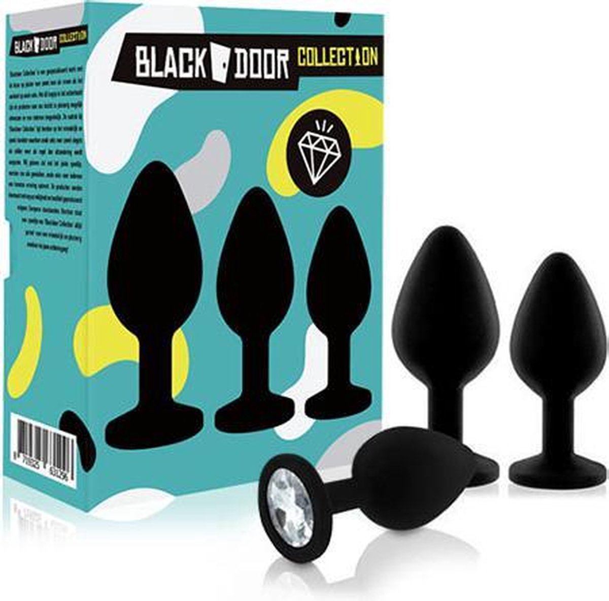 Goedkoopste Blackdoor Collection Fluweelzachte Luxe Buttplug Set van 3 met Kristallen Stop - Zwart