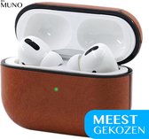 Leren Case Lichtbruin Apple Airpods Pro - In-ear Koptelefoon -Airpods Pro Hoesje Lichtbruin