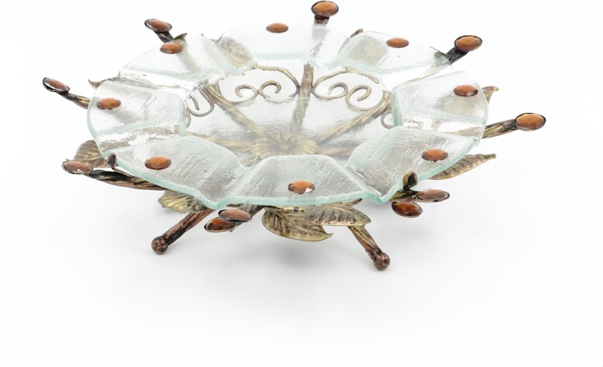 Decoratie Schaal - Glas - Bronskleurig - 34x34x9cm