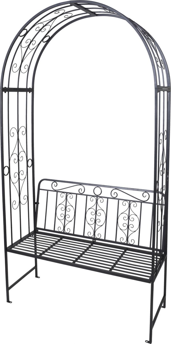 Pro Garden Rozenboog - Bank - 49x26,5x172cm - Zwart - RVS