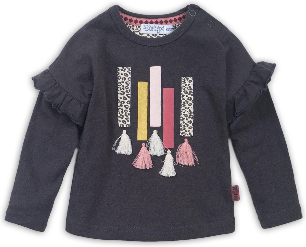Dirkje - Baby t-shirt ls - Dark brown - Vrouwen - Maat 68