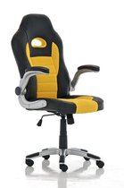 Chaise de bureau pour adulte aspect maille - design sportif - noir / jaune - 60x66x128