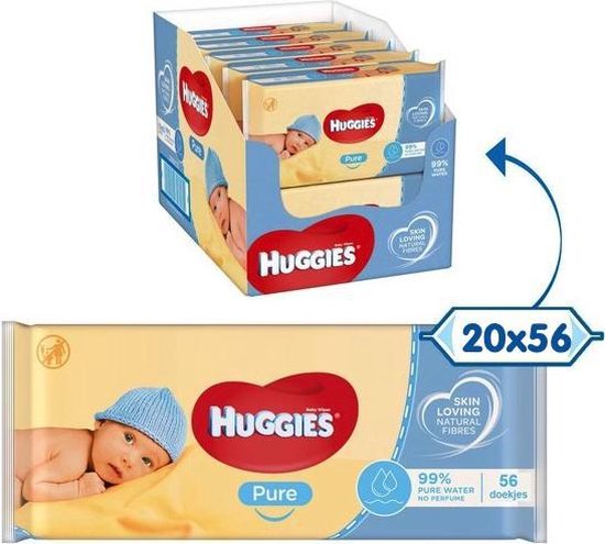 onderdak Weggooien Ontslag Huggies Pure Billendoekjes voordeelbox 20 x 56 babydoekjes | bol.com