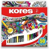 50 crayons de couleur KORES en forme triangulaire ergonomique et adaptée aux enfants