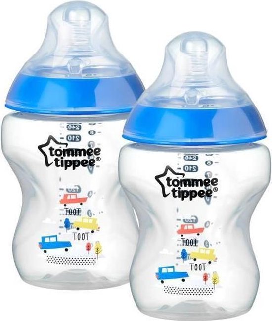 Babyflesje - Tommee Tippee Closer to Nature Gedecoreerde zuigfles 260ml, blauw