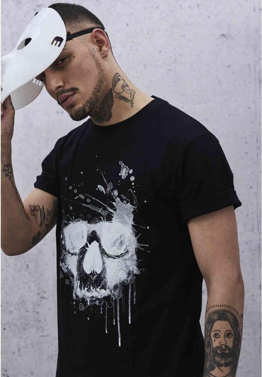 Mister Tee Waterpaint Skull Heren T-shirt 2XL Zwart