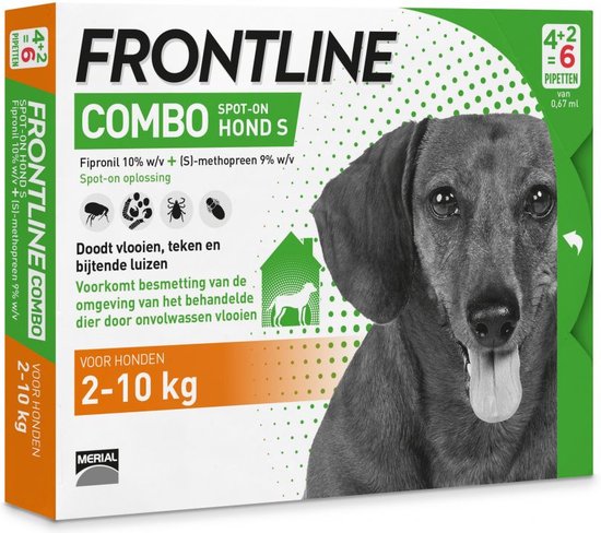 Briljant blad munt Frontline Combo - Anti vlooienmiddel en tekenmiddel - 2 Tot 10 Kg - Hond -  6 pipetten | bol.com