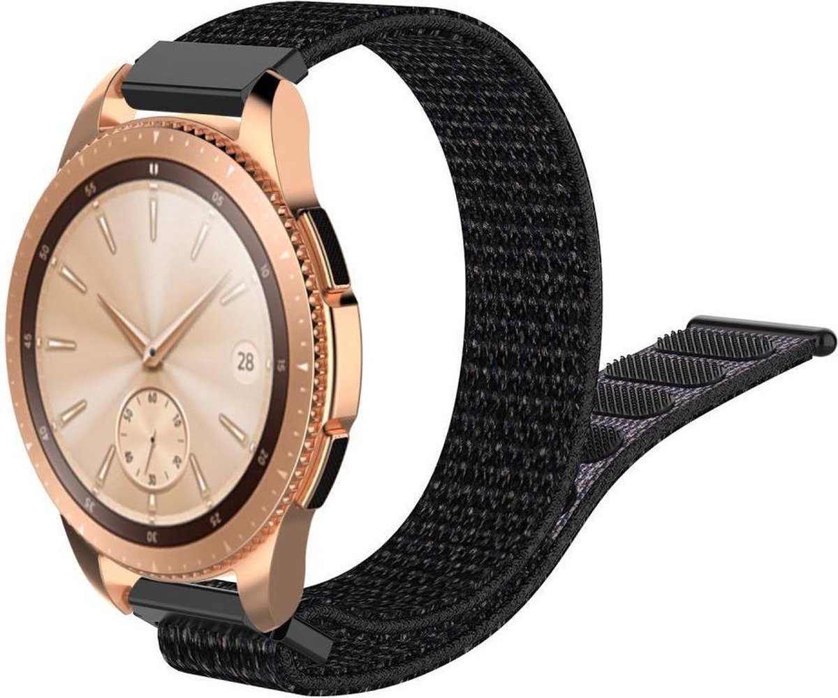 Universeel Smartwatch 20MM Bandje Nylon met Klittenband Zwart