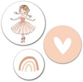 Ronde muursticker Ballerina - WallCatcher | 30, 40 en 60 cm | Behangsticker wandcirkel voor kinderkamer