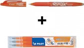 Pilot Oranje FriXion Ball 0.7mm Uitwisbare Pen + 3 stuks Navul inkt set
