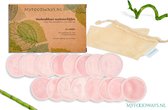 16x Roze Herbruikbare Wattenschijfjes – Bamboe - Inclusief Gratis Waszakje | Duurzaam Cadeau - Zero Waste | Wasbare Wattenschijfjes | Make Up Pads