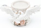 Kaarshouder - Wit Met Roze - 21x8cm