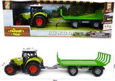 Traktor met trailer voor hooi - met 3 soorten geluiden en LED licht - werkvoertuig Farmers Tale 38CM