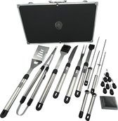 4cookz® RVS BBQ gereedschap set 20 delig - aluminium koffer