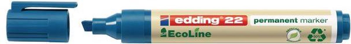 edding 22 EcoLine Permanente Marker, Beitelvormige Punt, 1 - 5 mm, Blauw (doos 10 stuks)