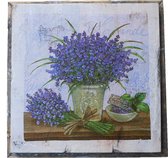 wooden tile old dutch delft lavend pot out