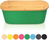 Bambuswald© Bamboe Broodtrommel met geïntegreerde snijplank 38x21.5x12 cm - Lunchbox | Brooddoos voor croissants, brood of broodjes | Broodmand met broodplankje - Donker groen
