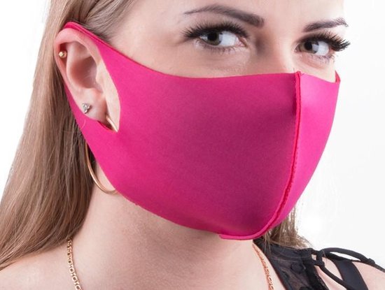 Mondmasker, mondkapje, herbruikbaar en wasbaar. Kleur Fuchsia maat L/XL. |  bol.com