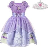 Prinsessen jurk paars Deluxe verkleedjurk 98-104 (110) + roze kroon verkleedkleding