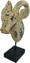 Hert skull van hout op standaard 38 cm breed