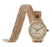 Dames horloge bamboe hout I VEGAN  double streep kurken band I TiMEBOO ®