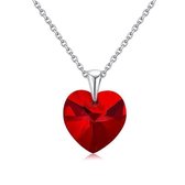CHARO - Swarovski Ketting – Sterling zilver – Rood hart - Liefdes Ketting – Inclusief luxe geschenkverpakking – Zilver 925 - Vriendschapsketting - Valentijnscadeau - Liefde – Dames