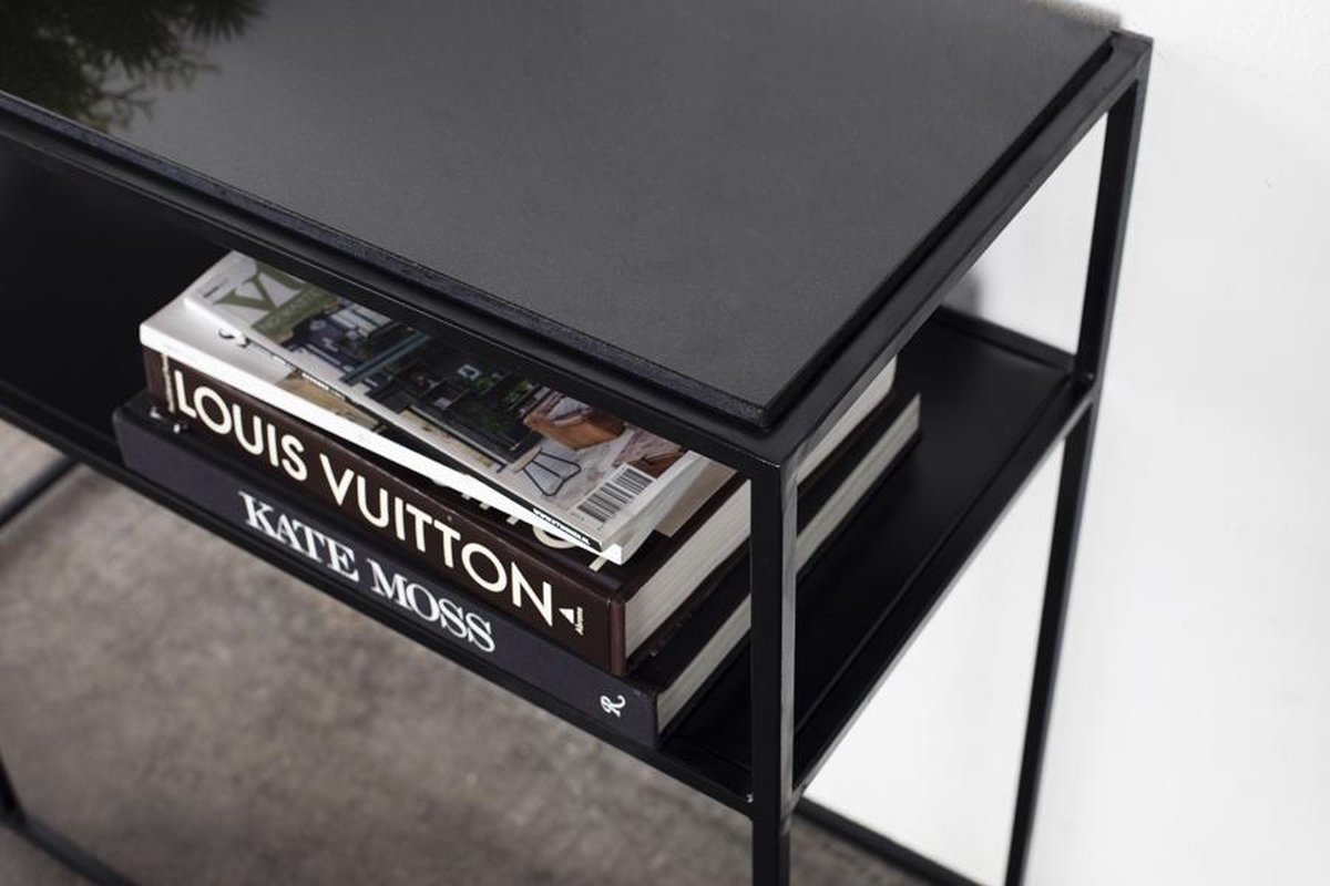 Sidetable Zwart Marmer & Metaal 100x38x80cm Sidetable Aurelia