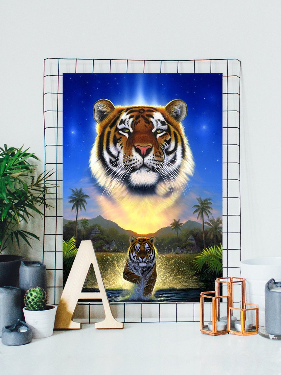 Lion King Tijger Natuur - VIERKANT - 30x40cm - Diamond Painting Volwassenen - Paintd — afbeelding 5