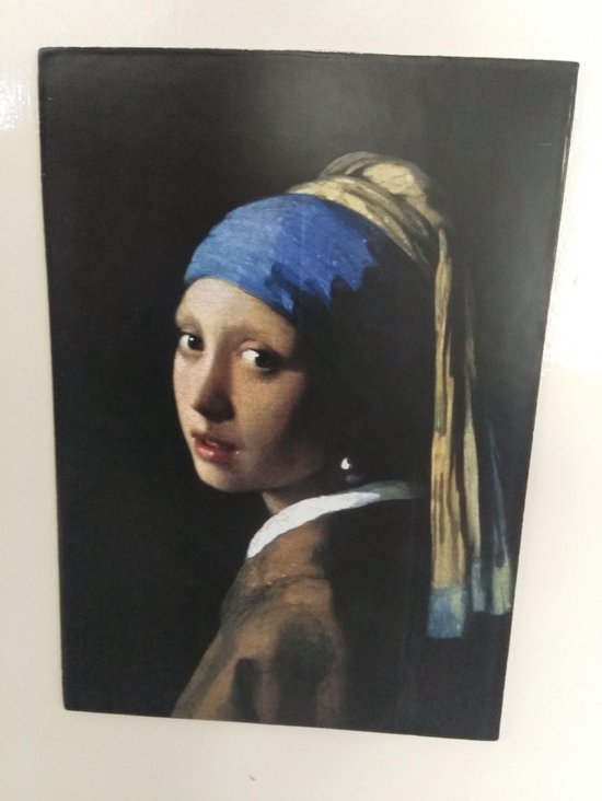 Poster karton Meisje met de parel van Johannes Vermeer, A4 formaat