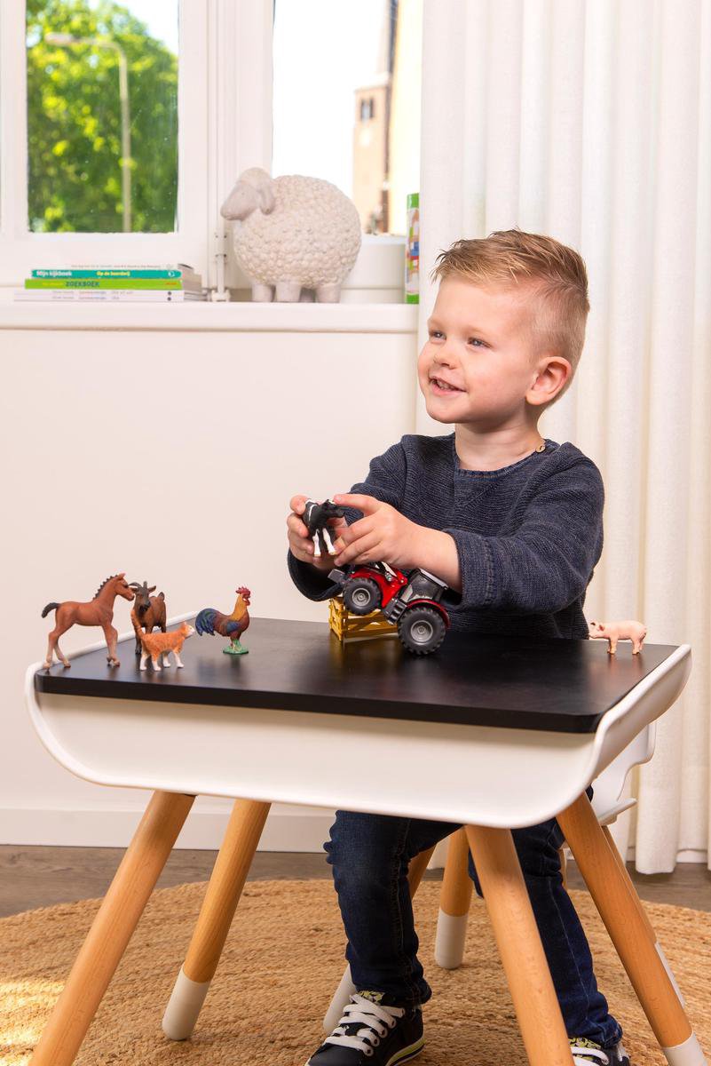 Beboonz Kindertafel met stoeltje – 1 tafeltje met stoel voor kinderen –  Zwart/Wit met... | bol.com